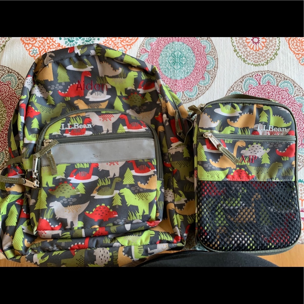 LL Bean dinosaur backpack and lunch box Aiden